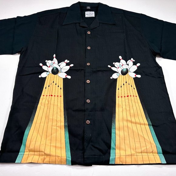David Carey Other - David Carey Originals XL Black Bowling Alley Pins Strike Short Sleeve Shirt NEW